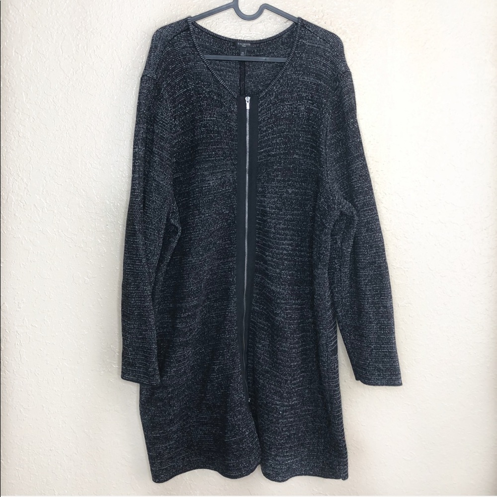 Talbots Black Heavy Duty Cotton Zip Long Jacket